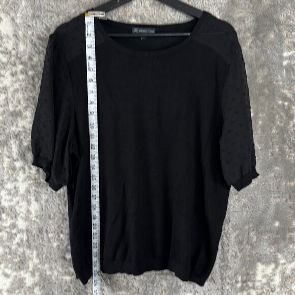 Arianna Papell Size XL Whimsigoth Witchy Textured Short Sleeve Top Black - Picture 2 of 8